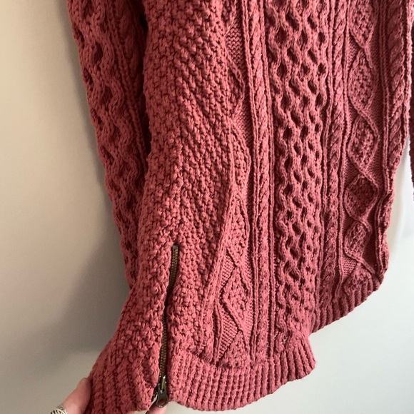 L.L.Bean Signature Cotton Fisherman Tunic Sweater Burgundy Maroon XS - Picture 5 of 10